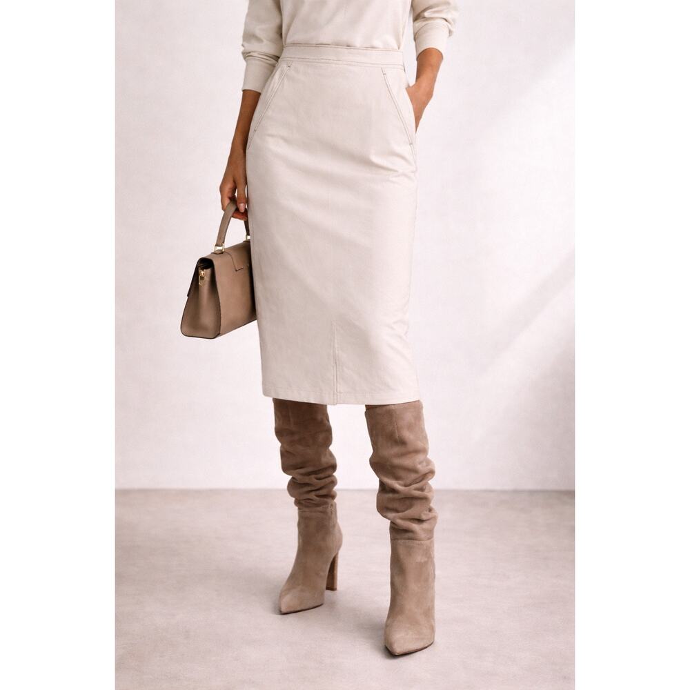 Max Mara White Denim Midi Pencil Skirt Womens 6 Zulia